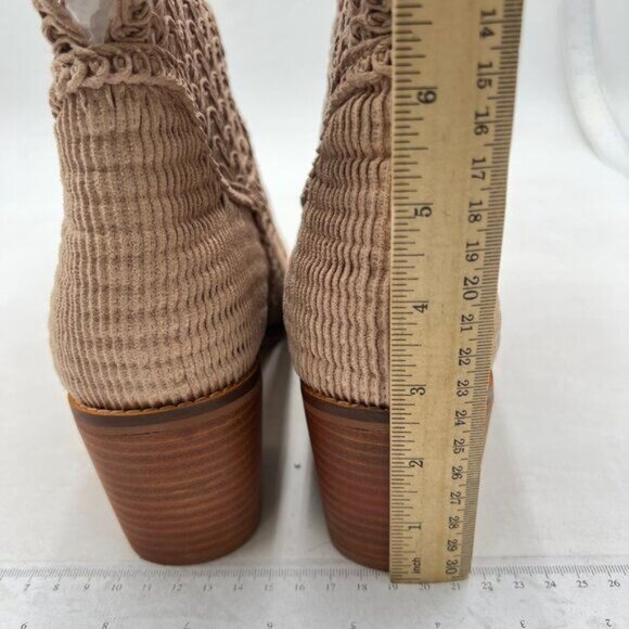 Nude Women Pointed Toe Mesh Low Chunky Heel Ankle Boots Back Zipper Short Bootie - Picture 4 of 7